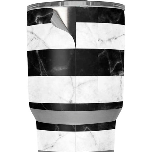 Black and White Striped Marble Yeti 20oz Tumbler Skin