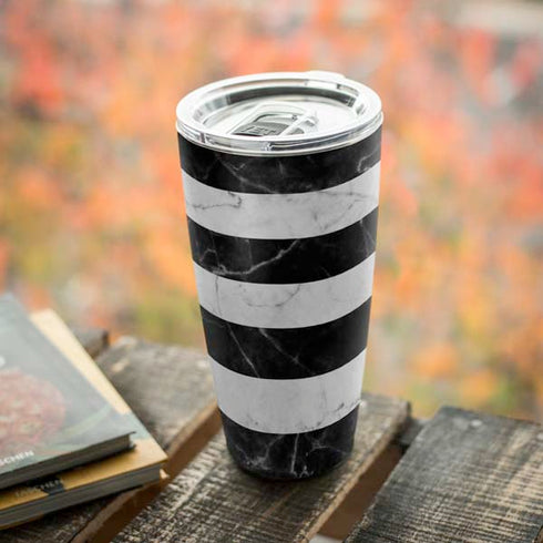 Black and White Striped Marble Yeti 20oz Tumbler Skin