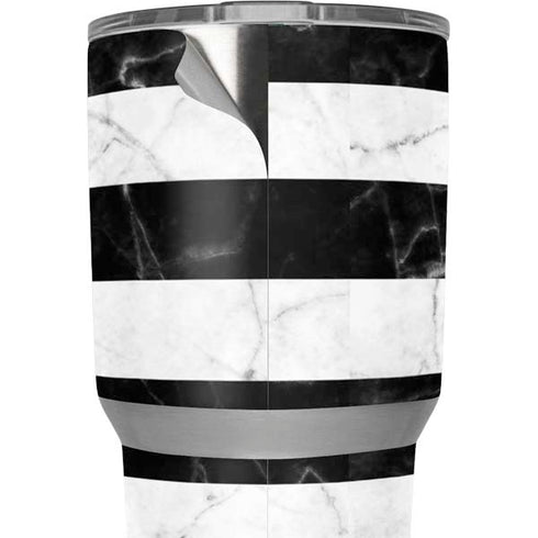 Black and White Striped Marble Yeti 30oz Rambler Tumbler Skin