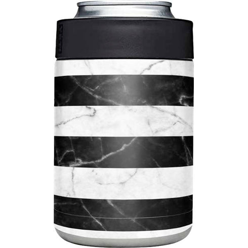 Black and White Striped Marble Yeti Colster Can Insulator Skin