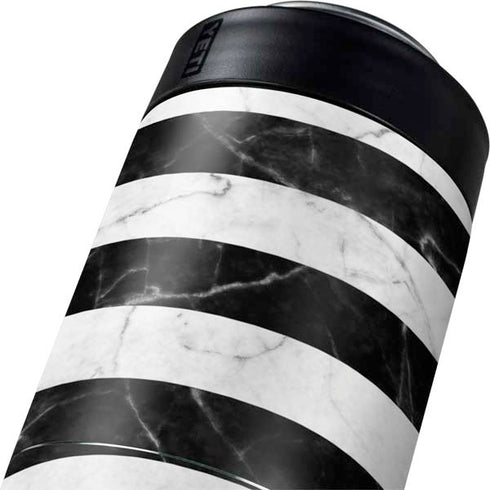 Black and White Striped Marble Yeti Colster Can Insulator Skin