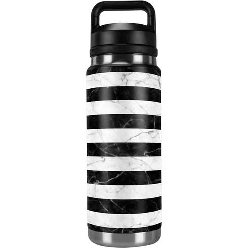 Black and White Striped Marble YETI Rambler 26oz Bottle Skin