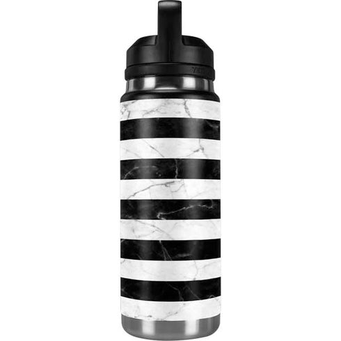 Black and White Striped Marble YETI Rambler 26oz Bottle Skin