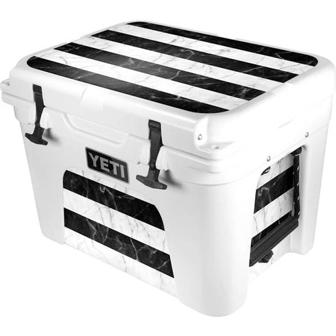 Black and White Striped Marble YETI Tundra 35 Hard Cooler Skin