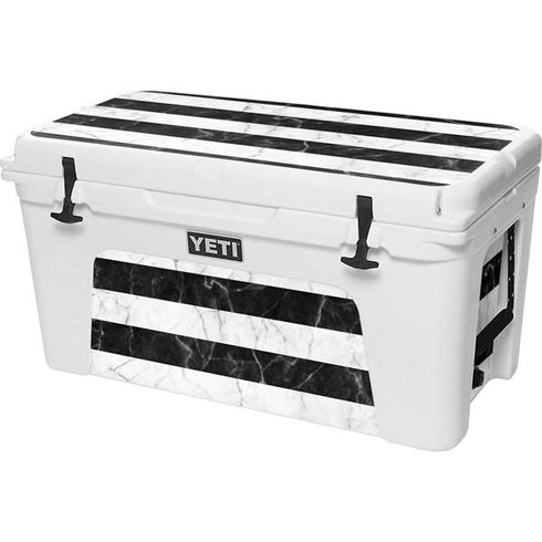 Black and White Striped Marble YETI Tundra 75 Hard Cooler Skin