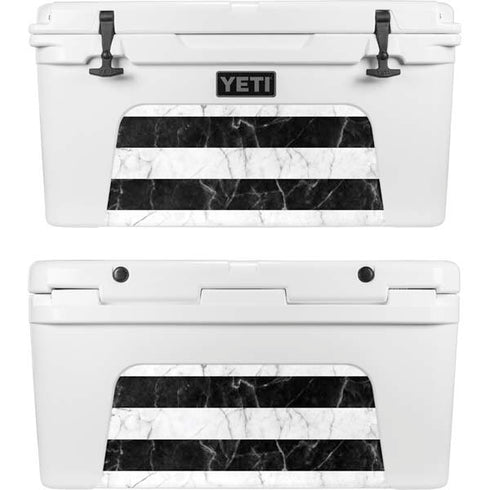 Black and White Striped Marble YETI Tundra 75 Hard Cooler Skin