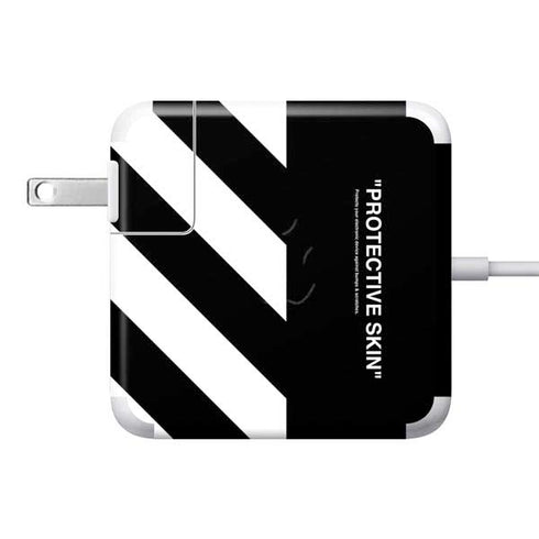 Black and White Stripes 85W Power Adapter (15 and 17 inch MacBook Pro Charger) Skin