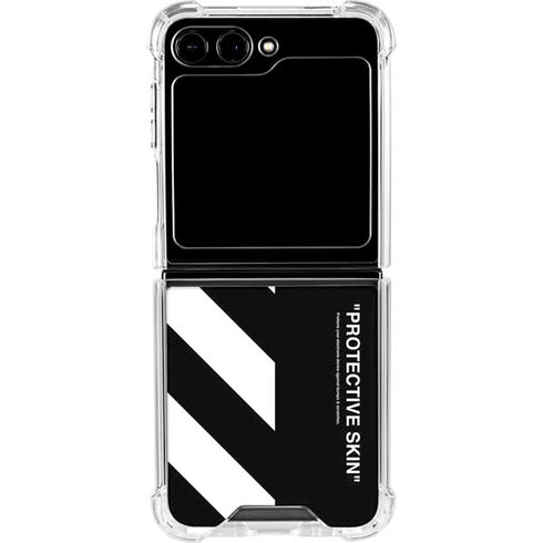 Black and White Stripes Galaxy Z Flip5 5G Clear Case