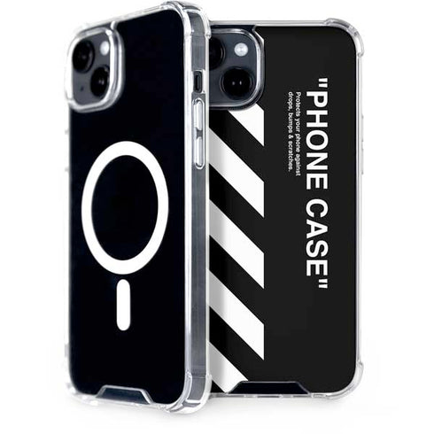 Black and White Stripes iPhone 15 Plus MagSafe Case