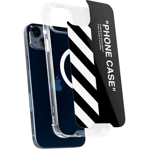 Black and White Stripes iPhone 15 Plus MagSafe Case