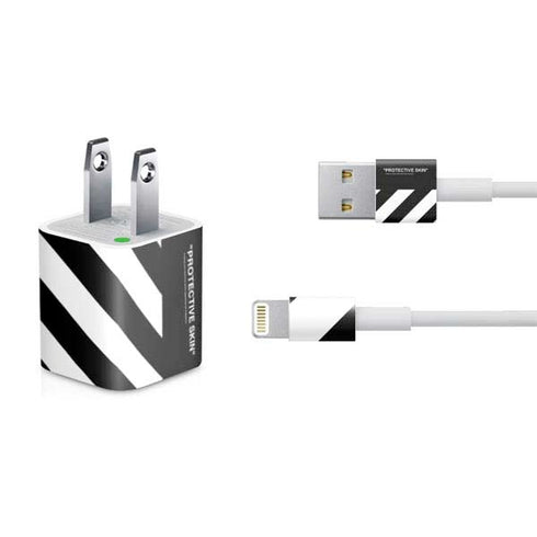 Black and White Stripes iPhone Charger (5W USB) Skin