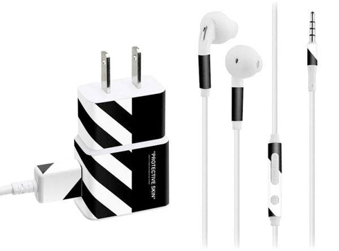 Black and White Stripes Phone Charger Skin