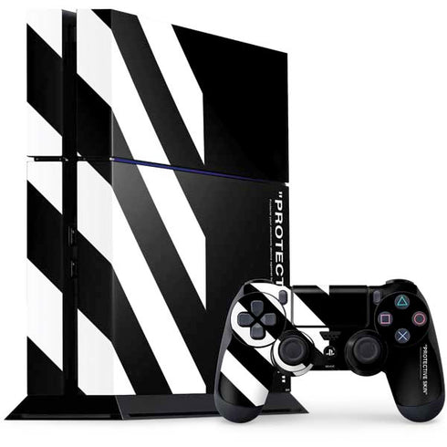 Black and White Stripes PS4 Console and Controller Bundle Skin