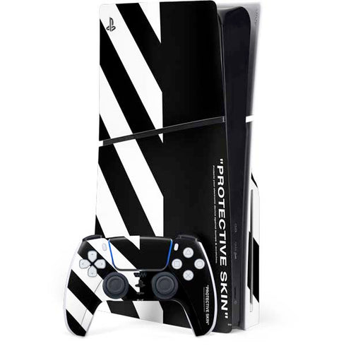 Black and White Stripes PS5 Slim Disk Bundle Skin