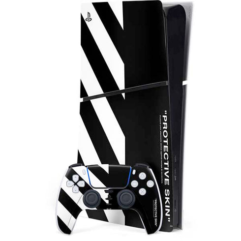 Black and White Stripes PS5 Slim Digital Edition Console Skin