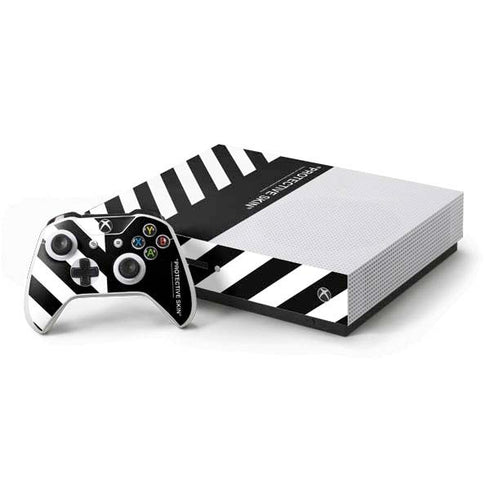 Black and White Stripes Xbox One S Console and Controller Bundle Skin