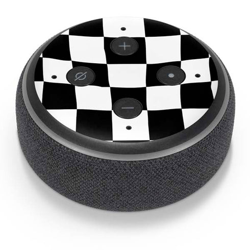 Black and White Zoomed Checkerboard Amazon Echo Dot Skin