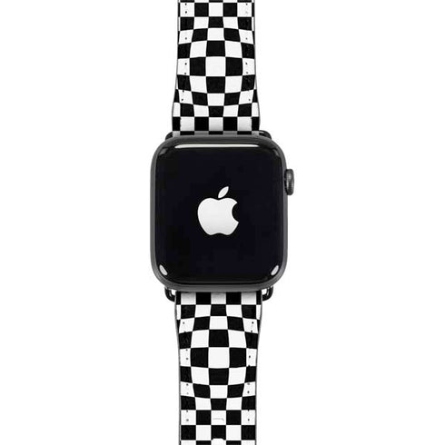 Black and White Zoomed Checkerboard Apple Watch Band 42-44mm