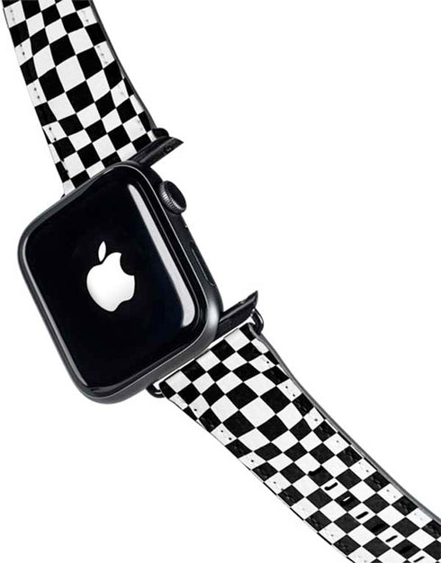 Black and White Zoomed Checkerboard Apple Watch Band 42-44mm
