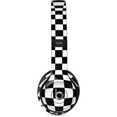 Black and White Zoomed Checkerboard Beats Solo 2 Wired Skin
