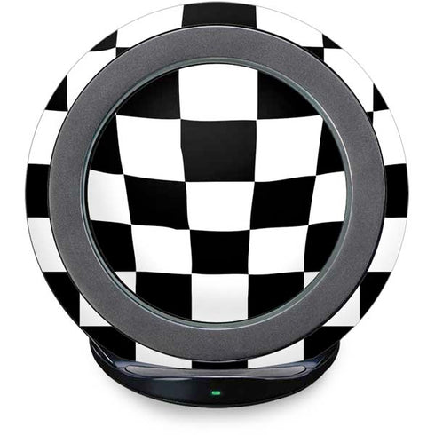 Black and White Zoomed Checkerboard Fast Charge Wireless Charging Stand Skin