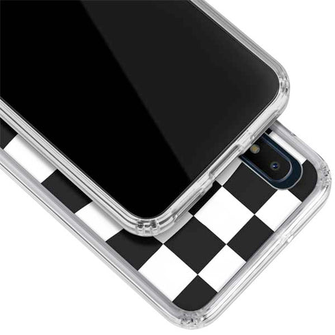 Black and White Zoomed Checkerboard Galaxy A10e Clear Case