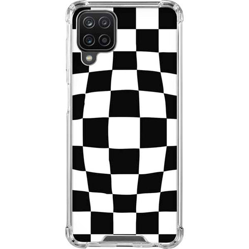 Black and White Zoomed Checkerboard Galaxy A12 Clear Case