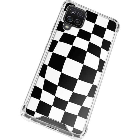 Black and White Zoomed Checkerboard Galaxy A12 Clear Case