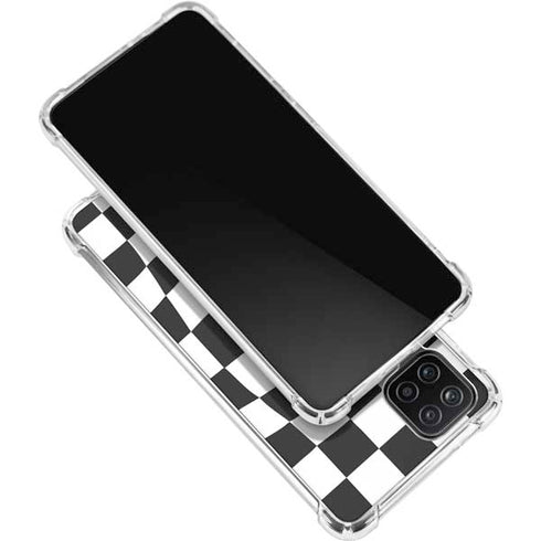 Black and White Zoomed Checkerboard Galaxy A12 Clear Case
