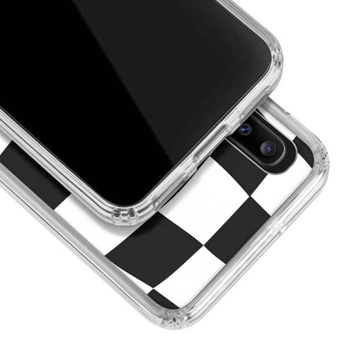 Black and White Zoomed Checkerboard Galaxy A20 Clear Case