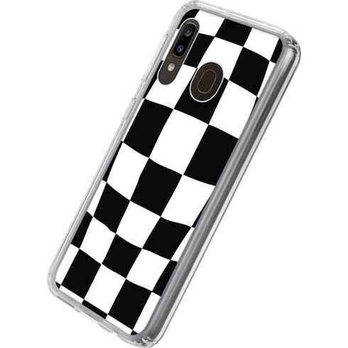 Black and White Zoomed Checkerboard Galaxy A20 Clear Case