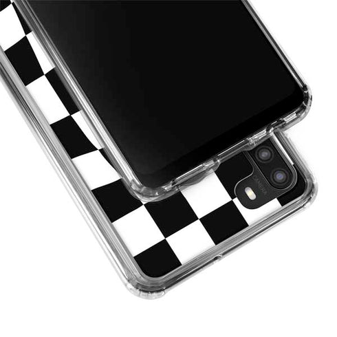 Black and White Zoomed Checkerboard Galaxy A21 Clear Case