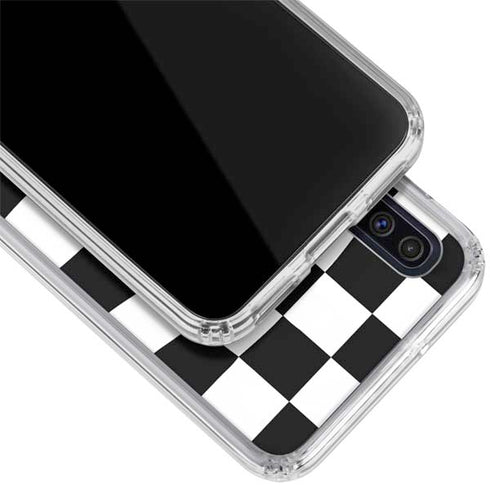 Black and White Zoomed Checkerboard Galaxy A50 Clear Case