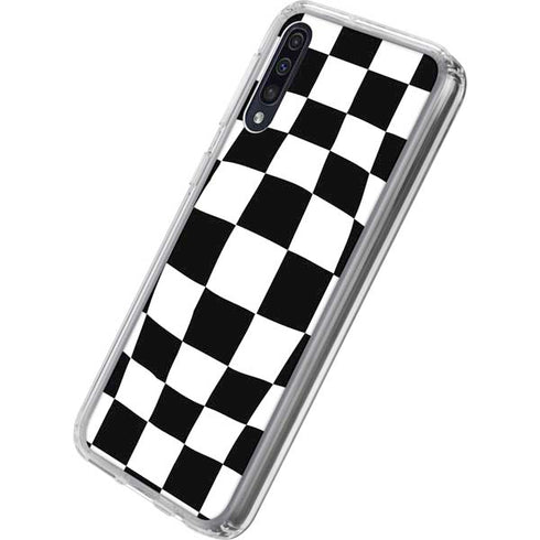 Black and White Zoomed Checkerboard Galaxy A50 Clear Case