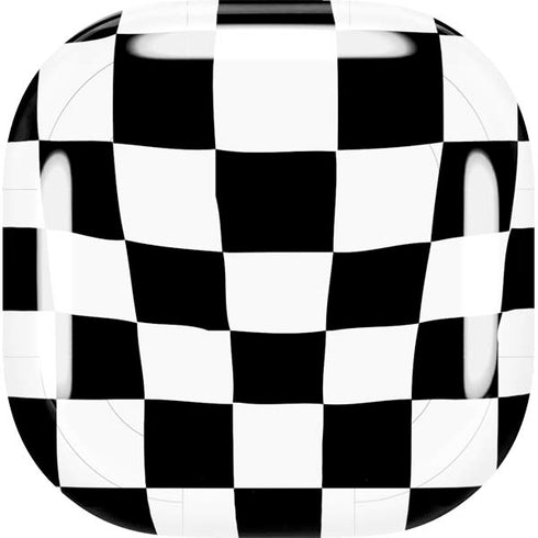 Black and White Zoomed Checkerboard Galaxy Buds Live Skin