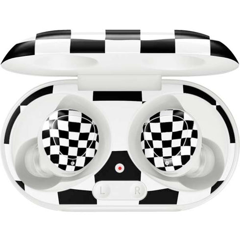 Black and White Zoomed Checkerboard Galaxy Buds Plus Skin