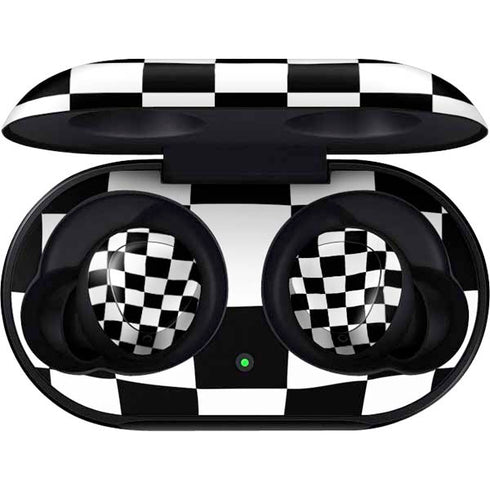Black and White Zoomed Checkerboard Galaxy Buds Skin