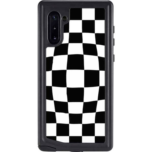 Black and White Zoomed Checkerboard Galaxy Note 10 Waterproof Case