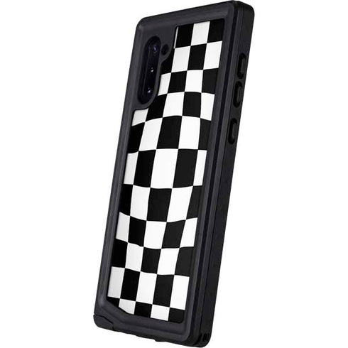 Black and White Zoomed Checkerboard Galaxy Note 10 Waterproof Case
