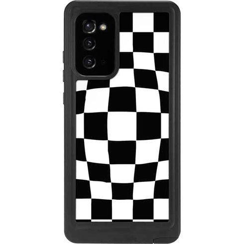 Black and White Zoomed Checkerboard Galaxy Note20 5G Waterproof Case