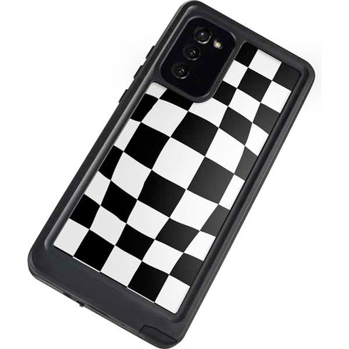Black and White Zoomed Checkerboard Galaxy Note20 5G Waterproof Case