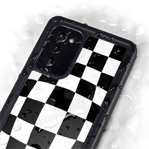 Black and White Zoomed Checkerboard Galaxy Note20 5G Waterproof Case