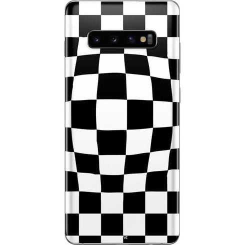 Black and White Zoomed Checkerboard Galaxy S10 Plus Skin