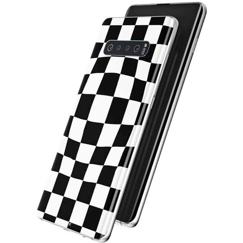 Black and White Zoomed Checkerboard Galaxy S10 Plus Skin