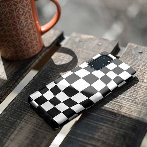 Black and White Zoomed Checkerboard Galaxy S20 Plus Pro Case