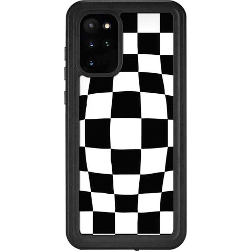 Black and White Zoomed Checkerboard Galaxy S20 Plus Waterproof Case
