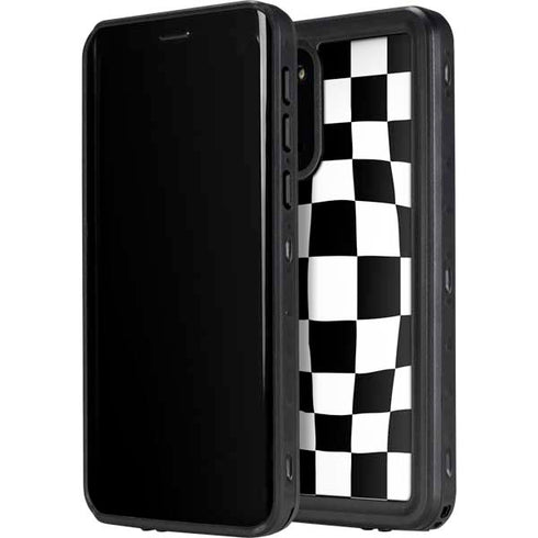Black and White Zoomed Checkerboard Galaxy S20 Plus Waterproof Case