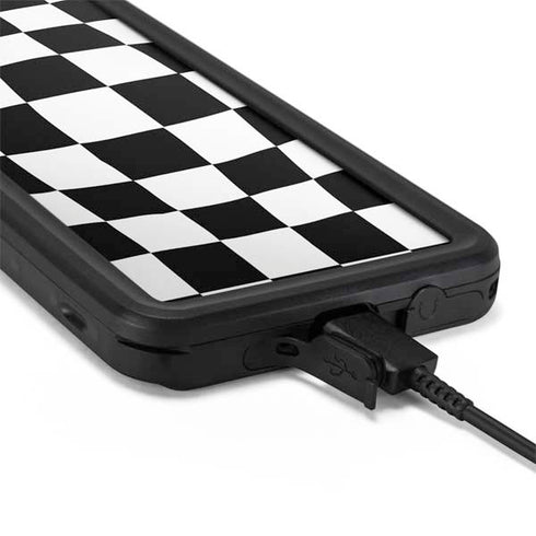 Black and White Zoomed Checkerboard Galaxy S20 Plus Waterproof Case