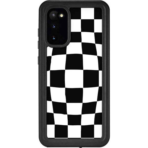 Black and White Zoomed Checkerboard Galaxy S20 Waterproof Case