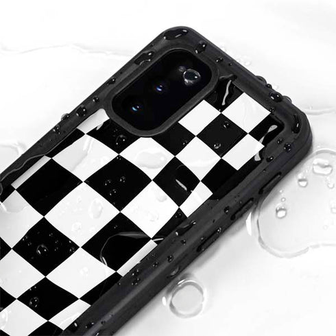 Black and White Zoomed Checkerboard Galaxy S20 Waterproof Case